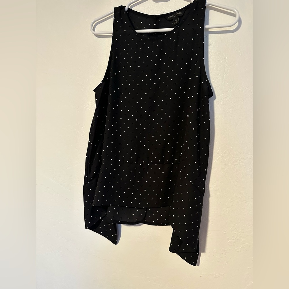 Banana Republic small petite black with white dots blouse